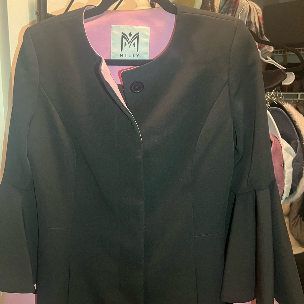 Milly colorblock flare sleeve coat jacket